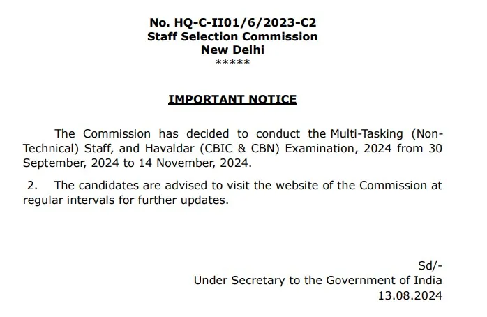 SSC MTS Non Technical and Havaldar