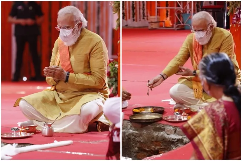 ram janambhoomi photo ram mandir buoomi pujan photos narendra modi lays foundation stone for ram mandir