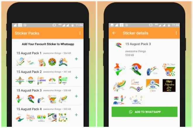 Independence Day 2020 how to download and send independence day stickers on whatsapp