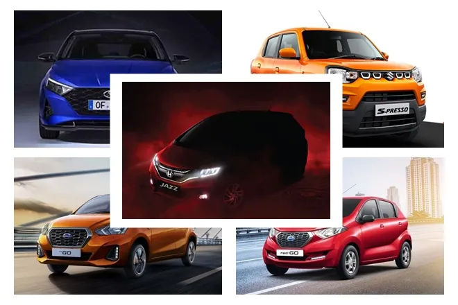 Upcoming hatchback cars in india, Maruti suzuki S-Presso CNG, new hyundai i20, new datsun redi go, new 2020 honda jazz