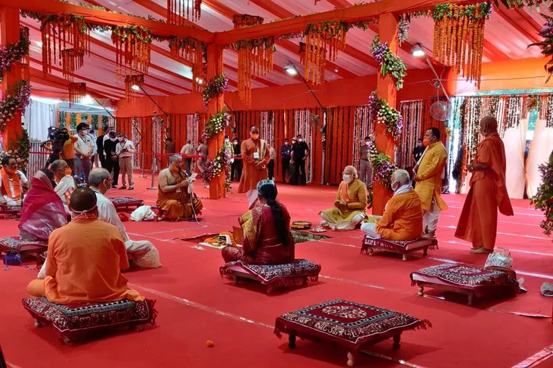 ram janambhoomi photo ram mandir buoomi pujan photos narendra modi lays foundation stone for ram mandir