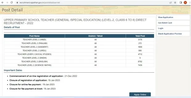rajasthan teacher recruitment