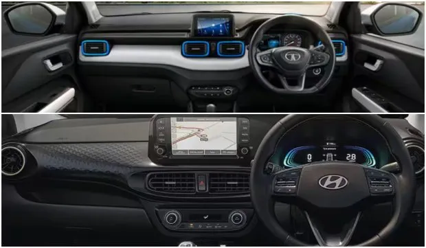 Cabin: Tata Punch (above) Vs Hyundai Exter (below)