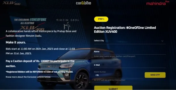 Mahindra Bidding registration