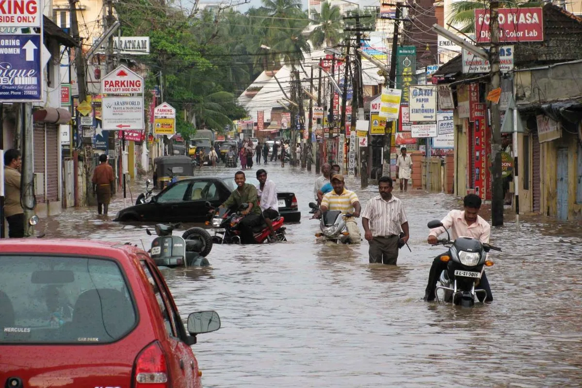 monsoon and lack of planned drainage systems leads to flash floods on roads