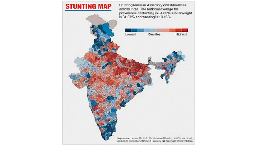 The map — the outcome of a study — shows many known pockets of distress but also reveals surprising, unexplained and stark variations within some states.