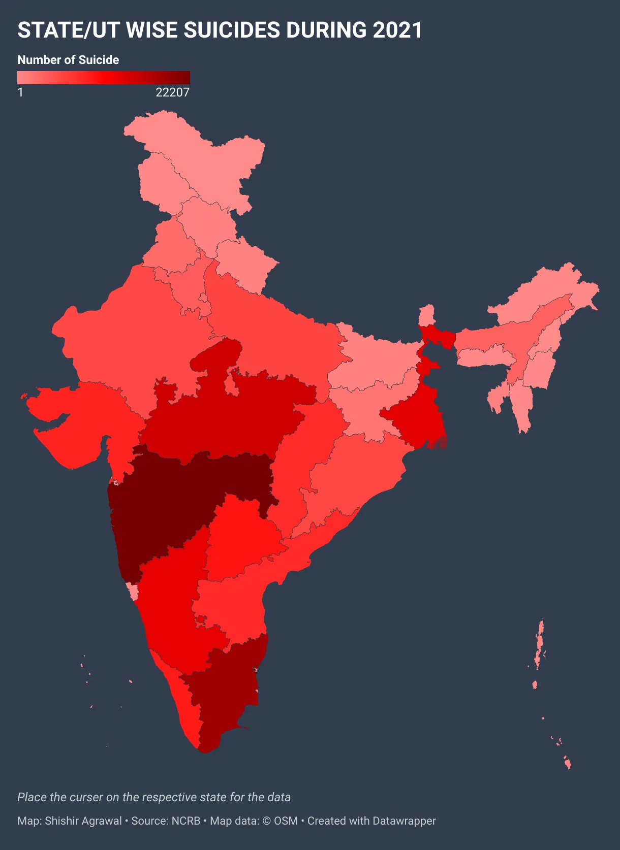 Male suicide rate in India statewise data