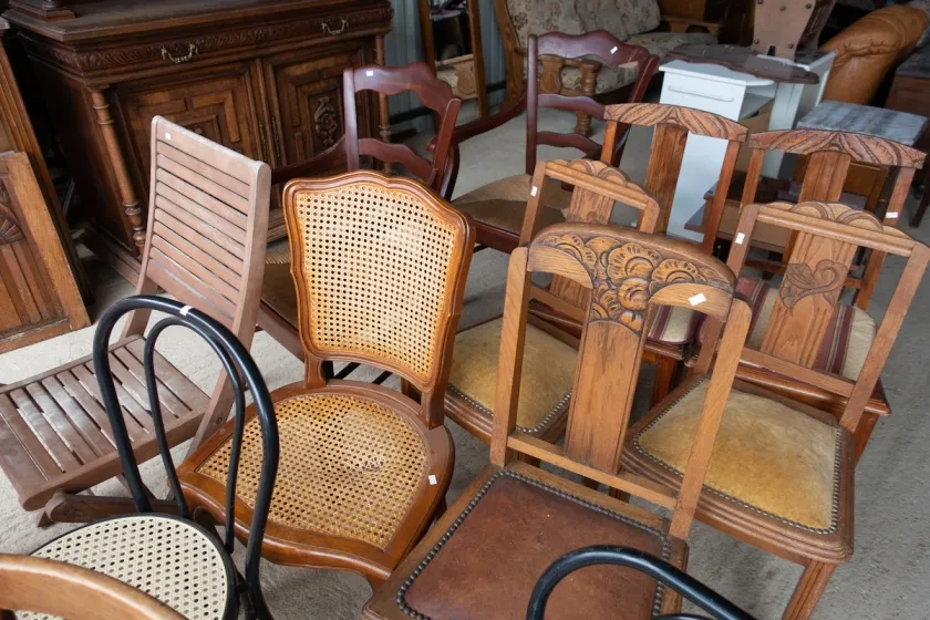 Chairs in a thrift shop