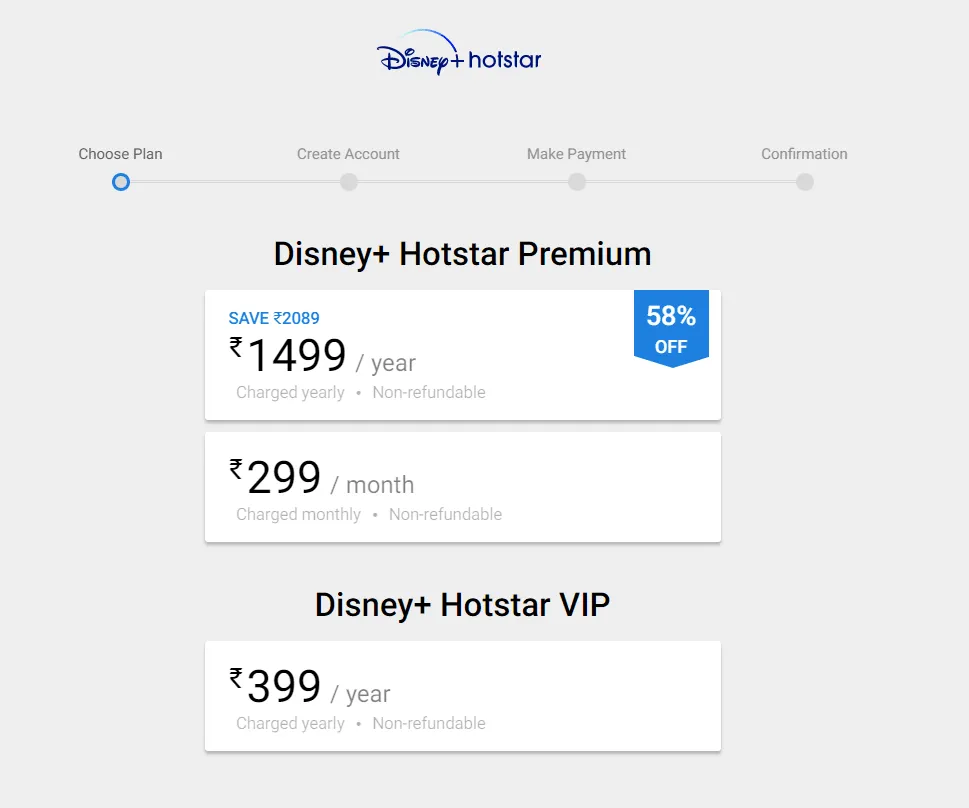 disney hotstar subscription plans