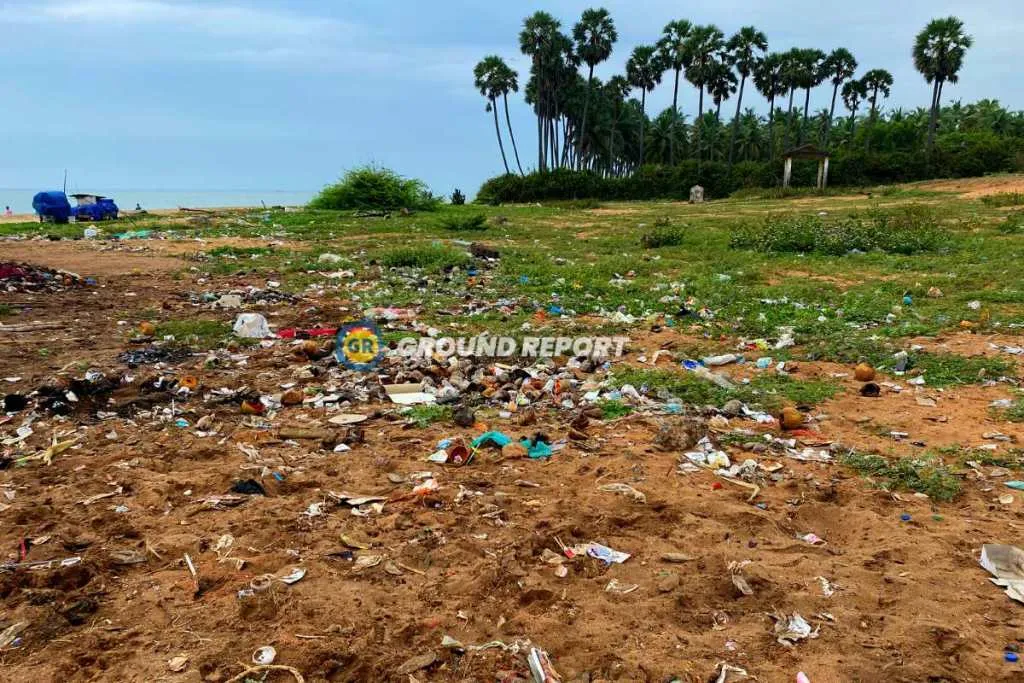 plastic pollution on Auroville beach 