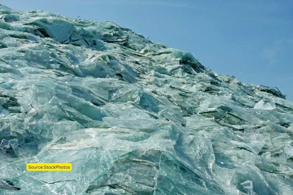 Glass on a landfill site