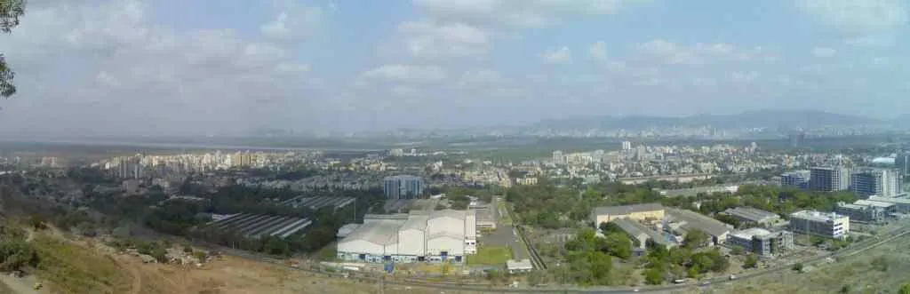 Airoli, Navi Mumbai, skyline from hills behind Airoli