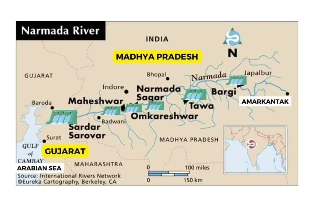 6 big dams on narmada map