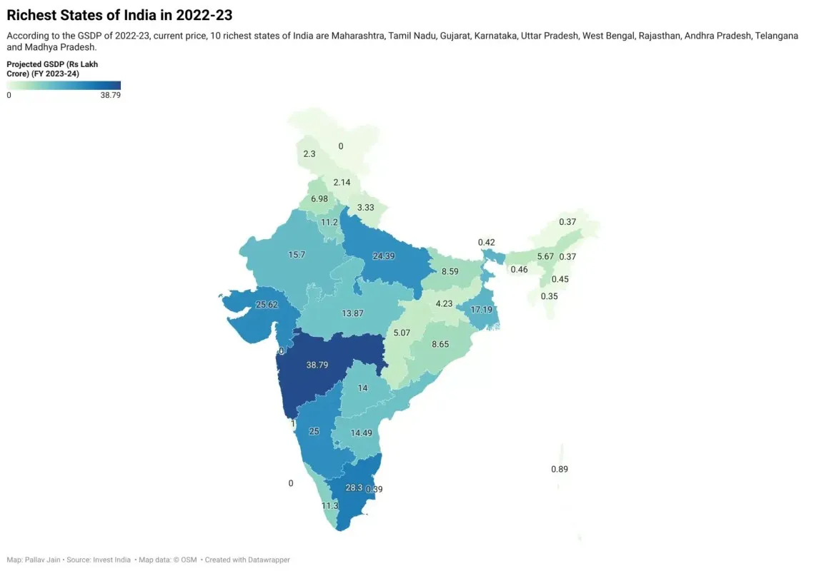 richest states in india GSDP data