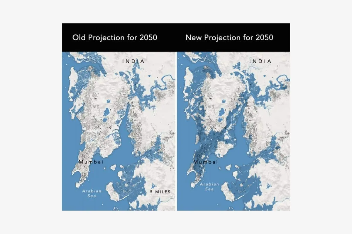 rising sea level mumbai map