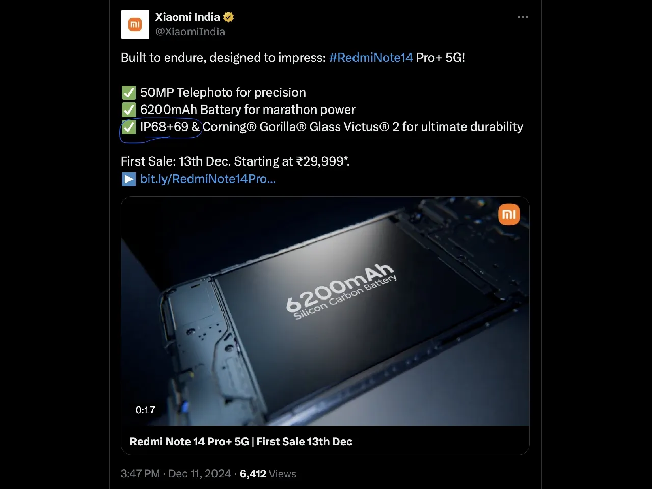 Redmi Note 14 Pro Plus IP rating
