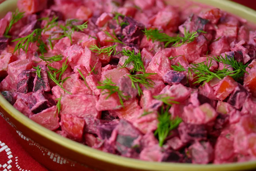 Rosolli (Finnish root vegetable salad) | Ten More Bites