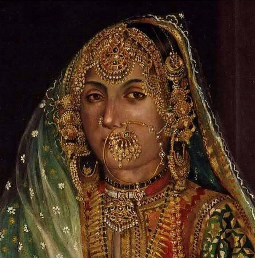 1880 masterpiece by Horace Van Ruith shows a lady from Amritsar decked in traditional gold jewellery of the time.