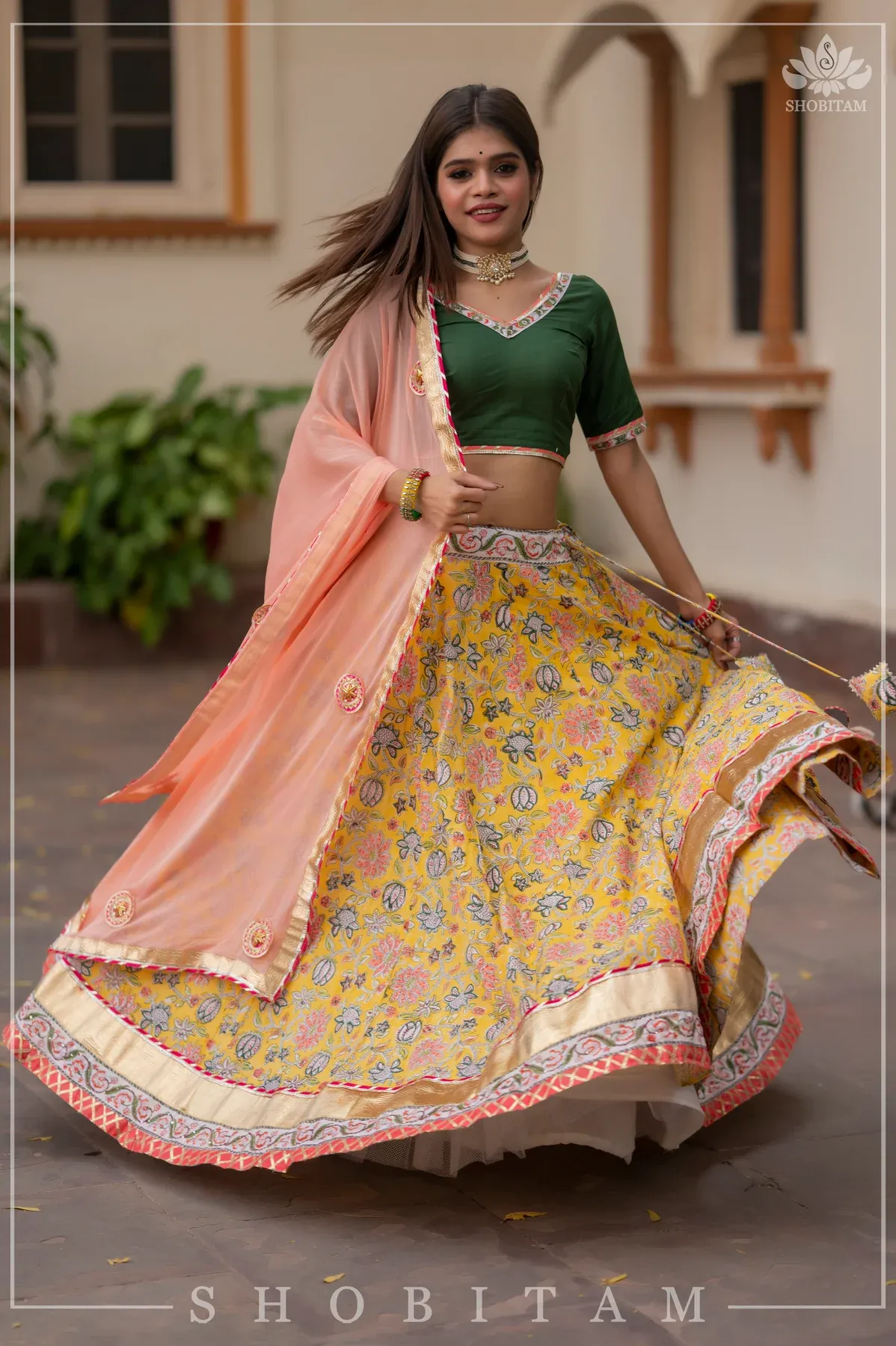 Shobitam yellow marigold lehenga