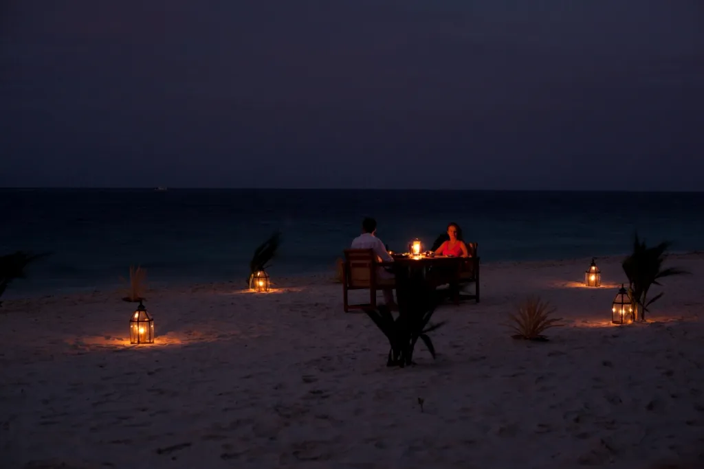 Romantic Dinner on the Beach Kayaking Filitheyo Island Resort Maldives