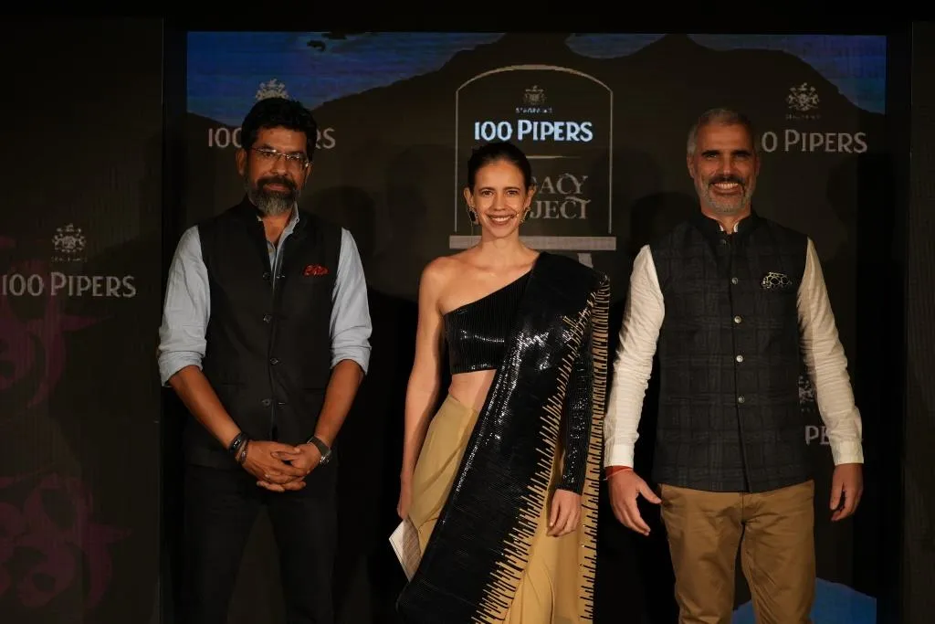 L-R Kartik Mohindra chief Marketing Officer Kalki Koechlin Jean Touboul MD India Pernod Ricard