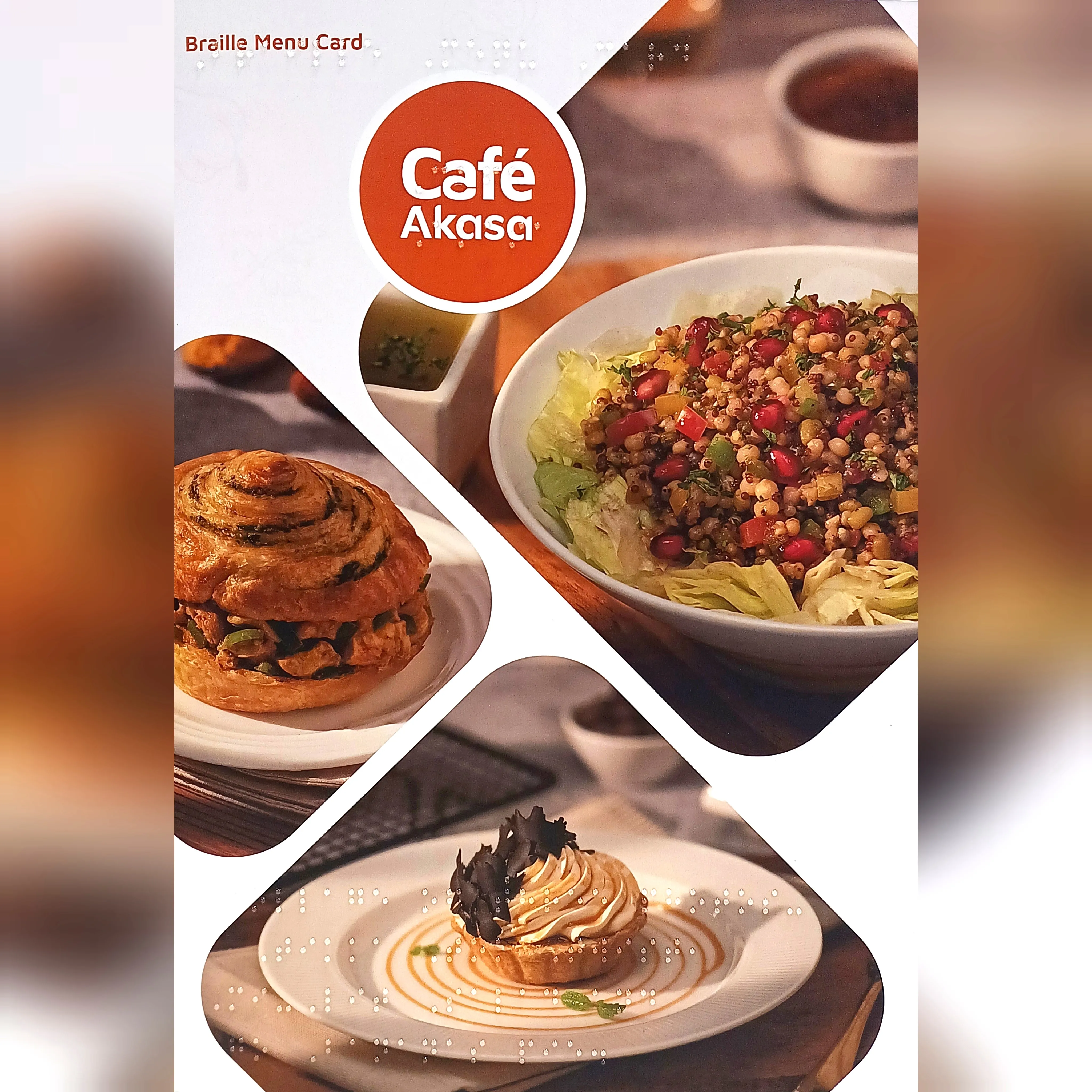 Cafe Akasa braille menu card