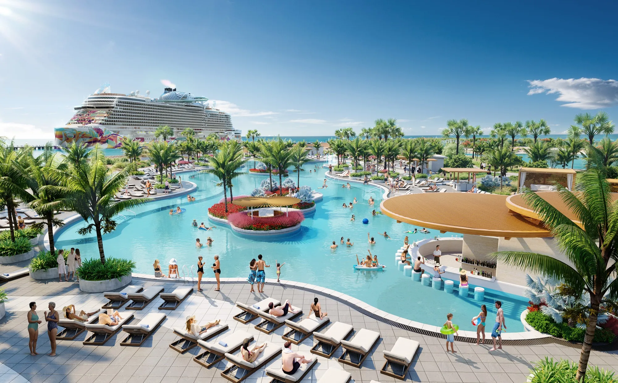 Great Stirrup Cay Pool Area with Norwegian Aqua