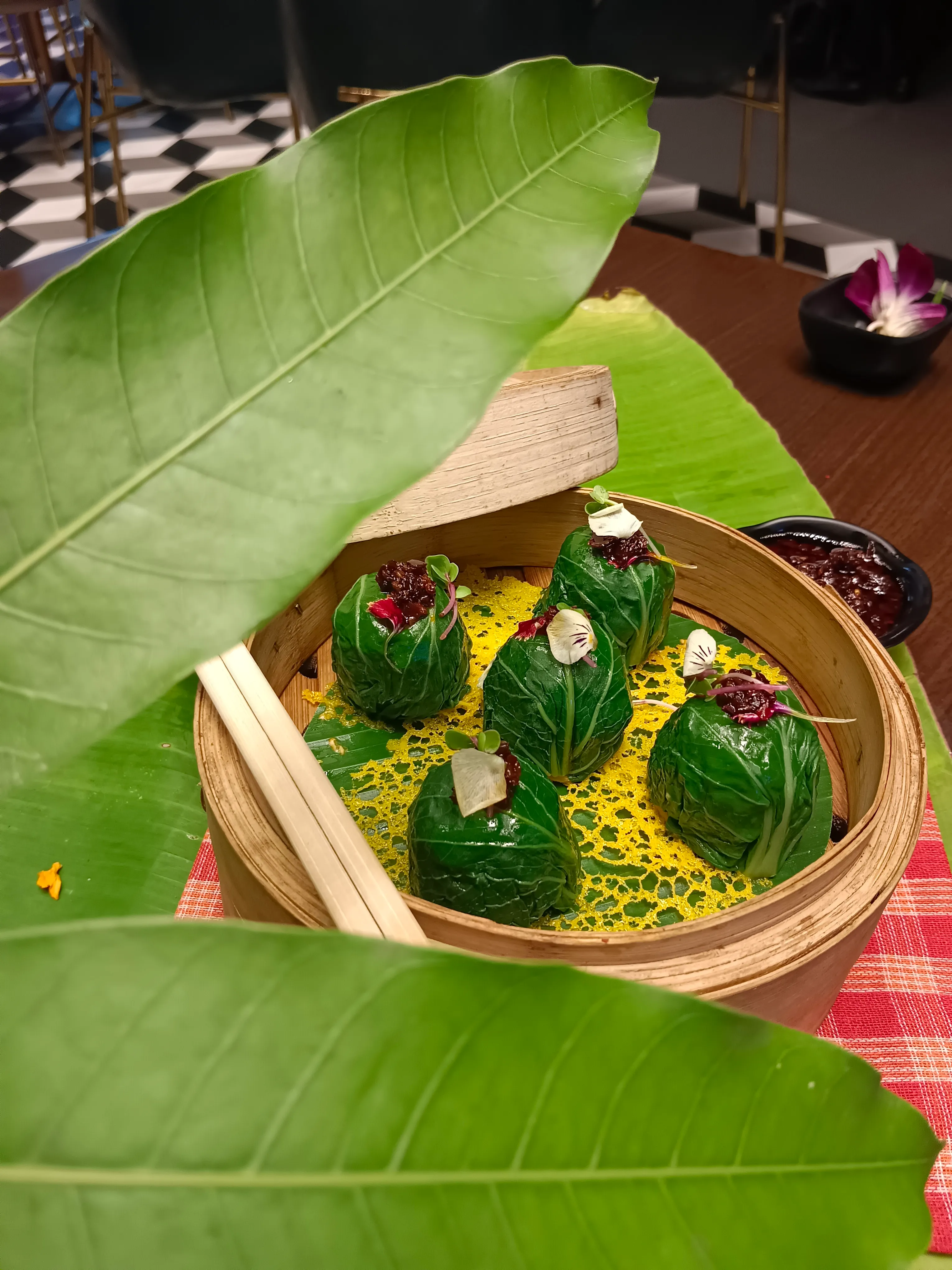 WAREHOUSE CAFE POKCHOY WRAPPED STEAMED SORSHE BHETKI 5