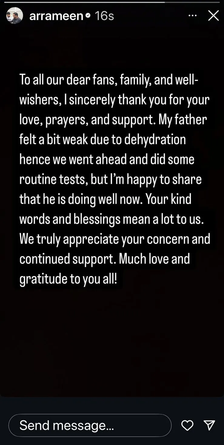 AR Rahman's son Ameen shares composer's health update
