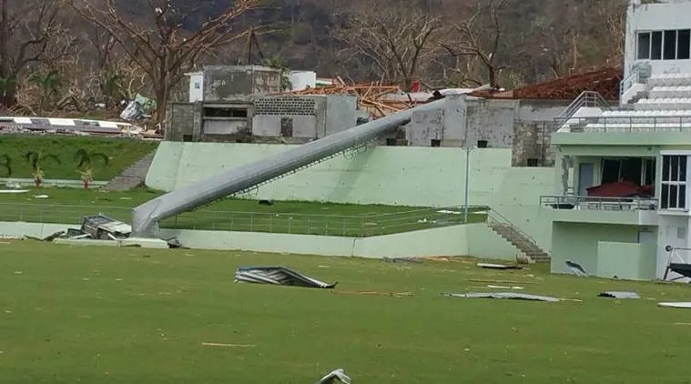Caribbean cricket grounds damaged by hurricanes 