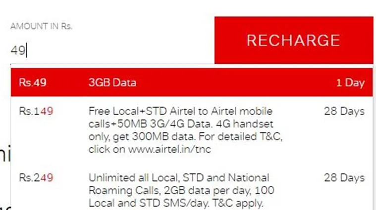 airtel rechrge 49