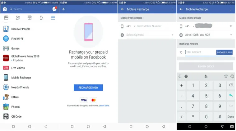 facebook rercharge step by step