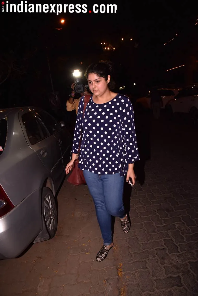 Anshula Kapoor seen outside Sonam Kapoor’s house in Mumbai on Friday.