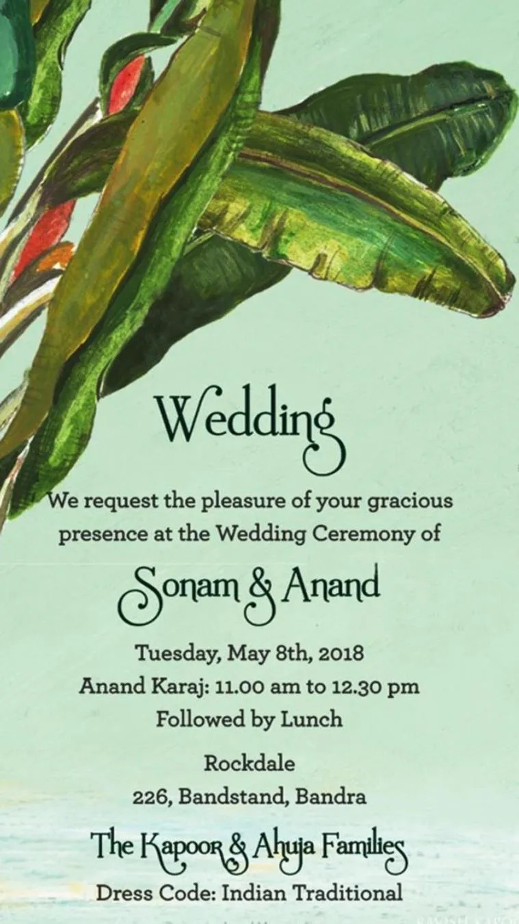Sonam Kapoor and Anand Ahuja will have a day wedding.