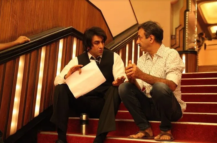 sanju movie set ranbir with hirani 
