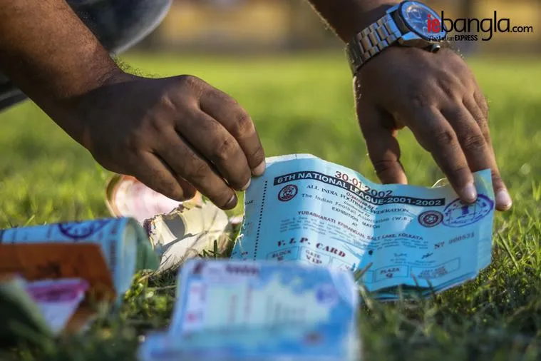 Pijush Nandy football Match ticket collector Express Photo Shashi Ghosh