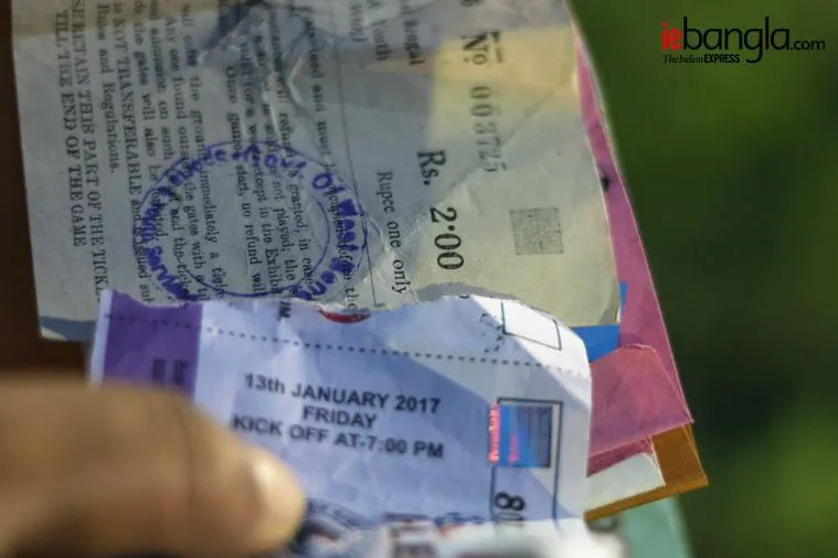 Pijush Nandy football Match ticket collector Express Photo Shashi Ghosh