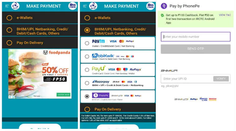 IRCTC train app ticket booking