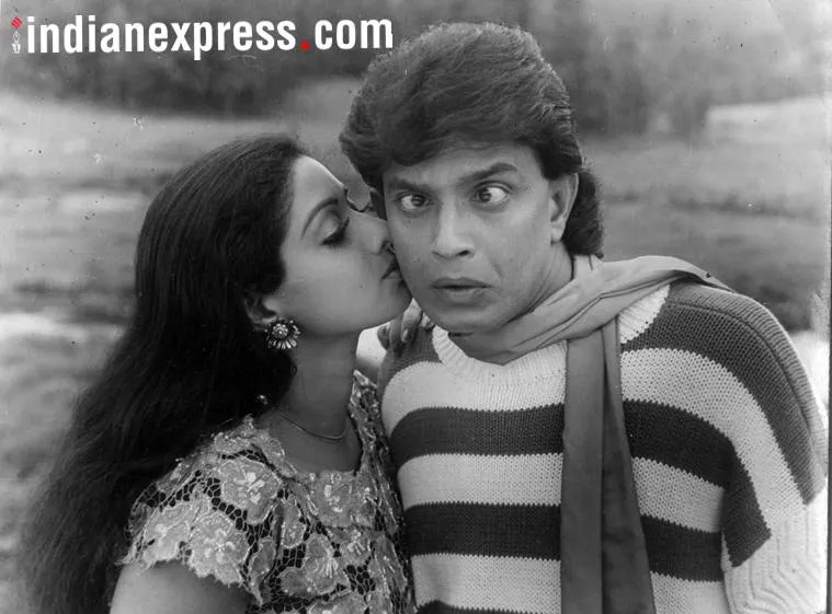 Film star Sridevi and Mithun Chakraborty in film WAQT KI AWAZ. Express archive photo *** Local Caption *** Film star Sridevi and Mithun Chakraborty in film WAQT KI AWAZ.