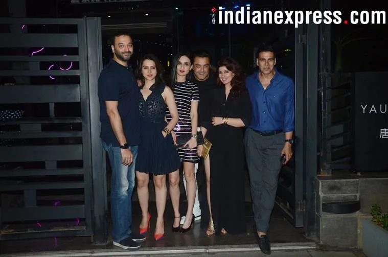 Akshay Kumar strikes a pose with Twinkle Khanna and friends. (Photo credit: Varinder Chawla)