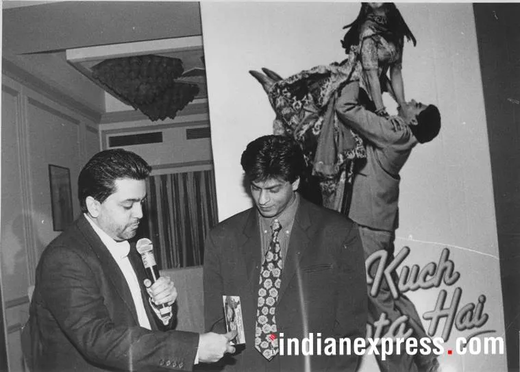 Film star Shahrukh Khan at the music release function of film KUCH KUCH HOTA HAI. *** Local Caption *** Film star Shahrukh Khan at the music release function of film KUCH KUCH HOTA HAI.