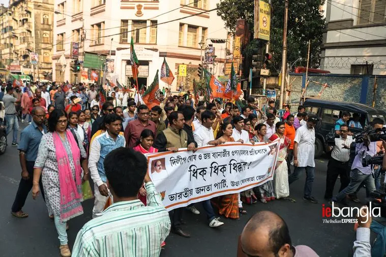 BJP protest michil Express Photo Shashi Ghosh