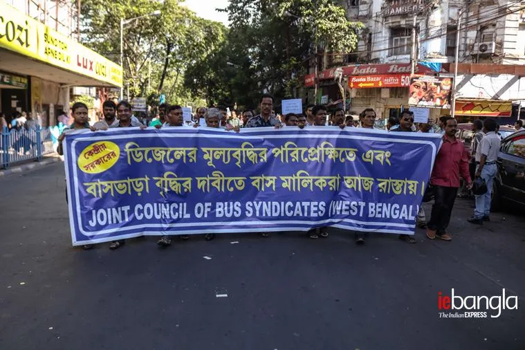 Bus owner protest in kolkata Express Photo Shashi Ghosh