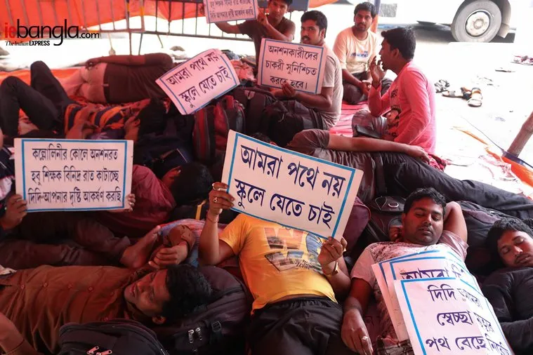 ssc candidate, স্কুল সার্ভিস চাকরিপ্রার্থী, Hunger strike, অনশন, Dharmatal, ধর্মতলা, Kolkata, কলকাতা