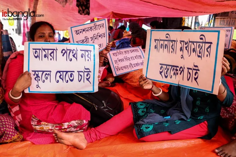 ssc candidate, স্কুল সার্ভিস চাকরিপ্রার্থী, Hunger strike, অনশন, Dharmatal, ধর্মতলা, Kolkata, কলকাতা