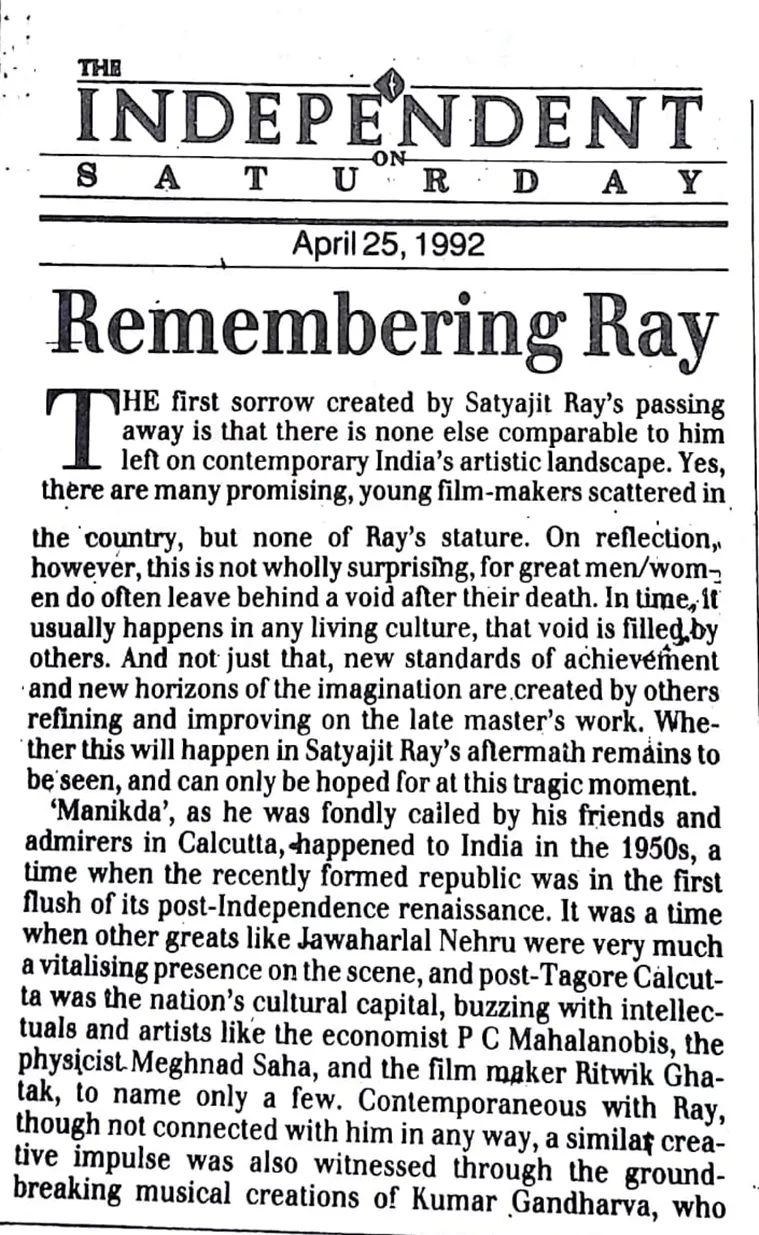 সত্যজিৎ রায় satyajit ray death anniversary