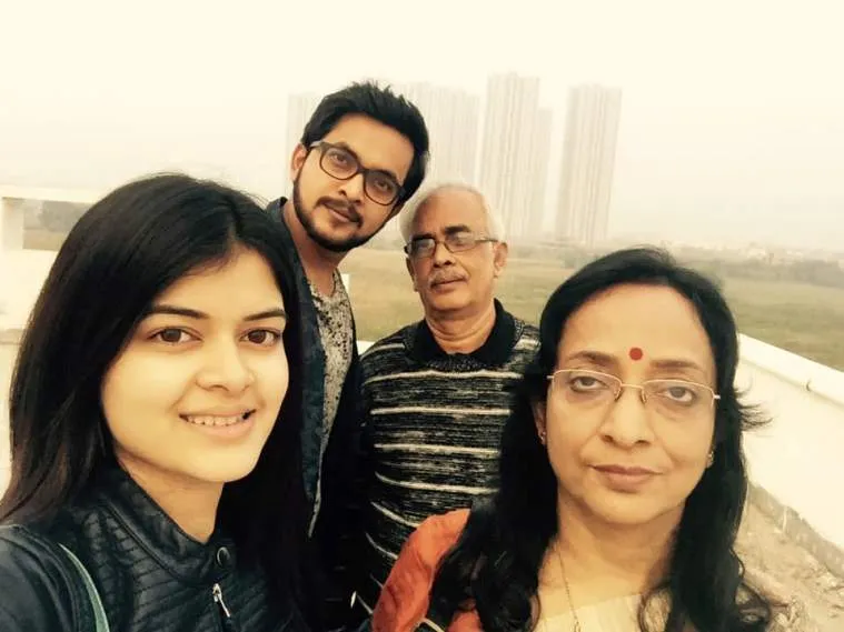 Madhumita Chakraborty with her husband and in-laws