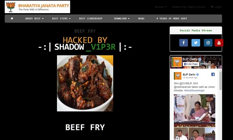 bjp delhi website hacked