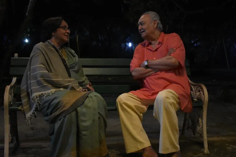 Soumitra Chatterjee and Mamata Shankar in Sesher Galpo
