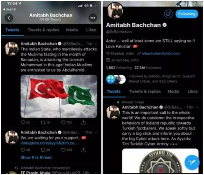 Amitabh Bachchan's Twitter hacked by pro-Pakistani turk hackers